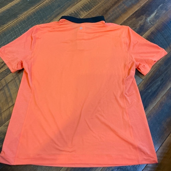 Lululemon Precision Polo Shirt Orange Black Trim Men’s Size L - Picture 4 of 11